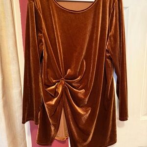 Elegant Brown Velvet Women's Top